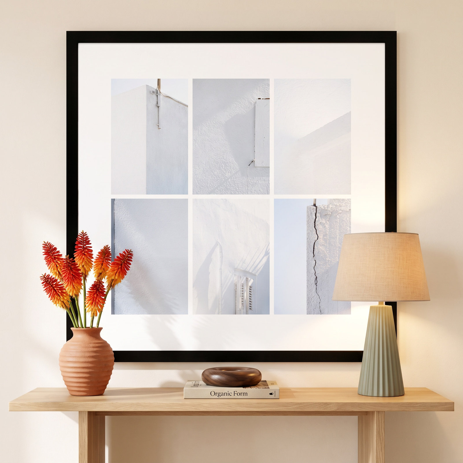 Lowell "White Fragments from Greece 1" Print, 16" H x 16" W x 1.25" D, Black