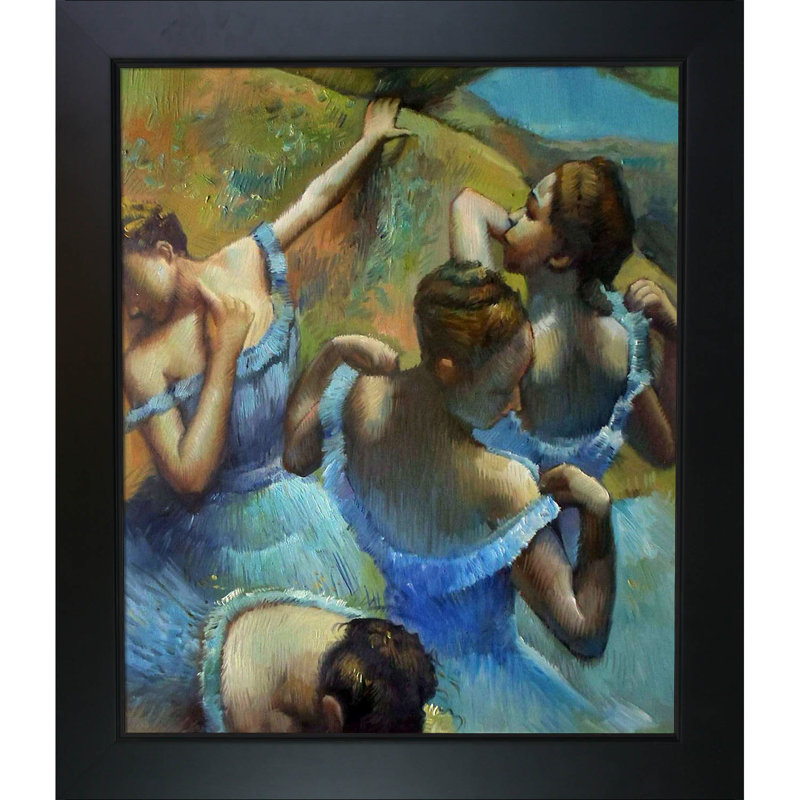 «Blue Dancers» par Degas, peinture encadrée, H 28,75 po x l 28,75 po x P 2 po, Bois nouvel âge