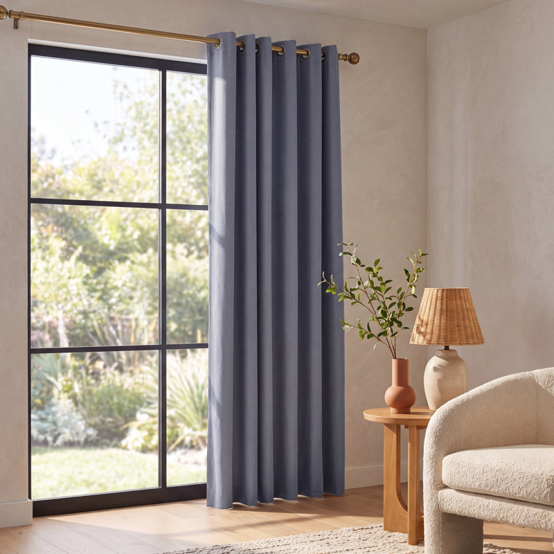 Lakeland Classic Solid Semi-Sheer Grommet Double-Wide Single Patio Panel in Bold Colors, Cornflower Blue