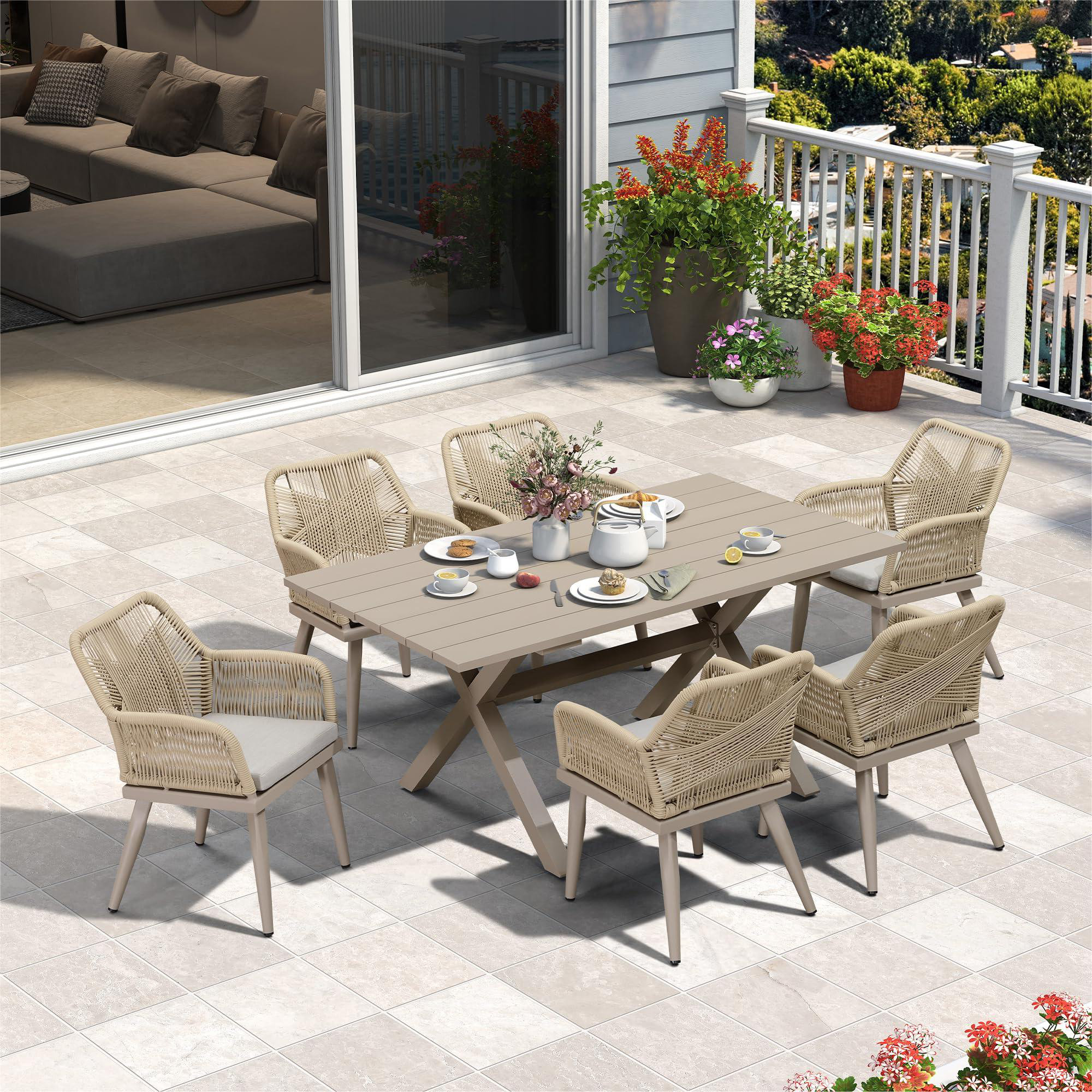 Corrigan Studio Outdoor Dining Set All-weather Pe Rattan Outdoor Patio ...