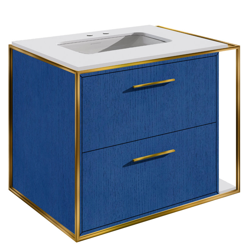 Linea 24" Vanity Base, Double, Brass, Horizon Blue