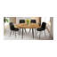 Ensemble de table et de chaises. Table de salle à manger moderne en MDF extensible. Convient pour des rassemblements de différentes tailles. Assorti de 4 chaises en polyuréthane artificielles noires avec coussins incurvés.-303791773