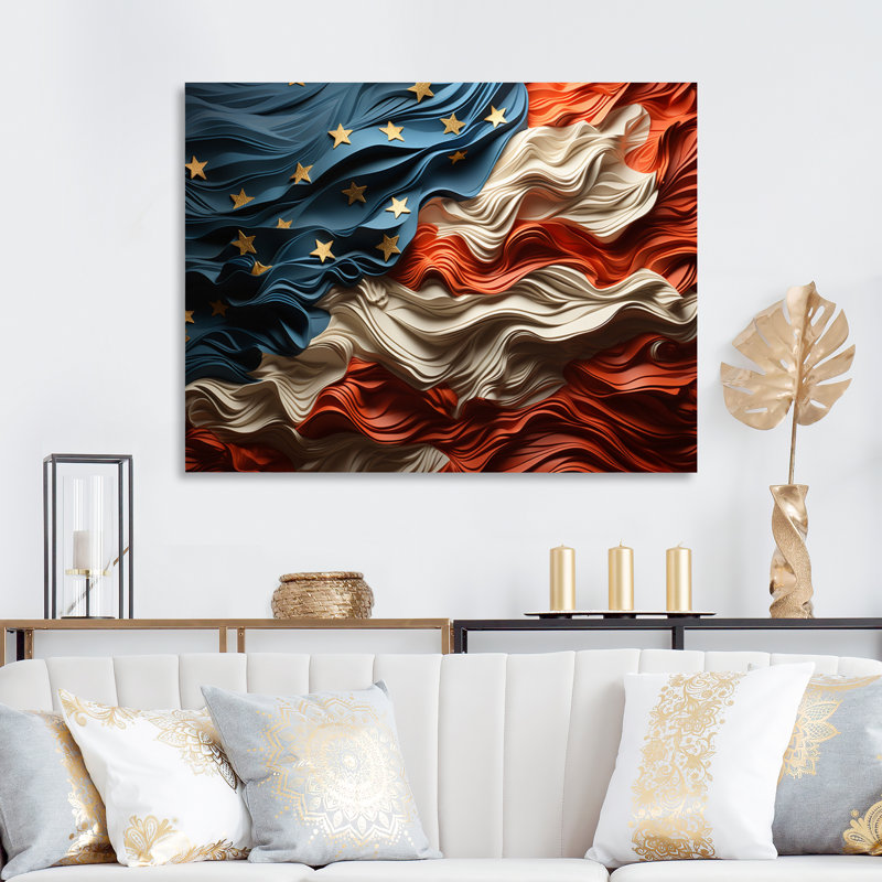 Drapeau moderne des États-Unis II - impressions encadrées, Toile tendue, H 30 po x l 40 po x P 1,5 po