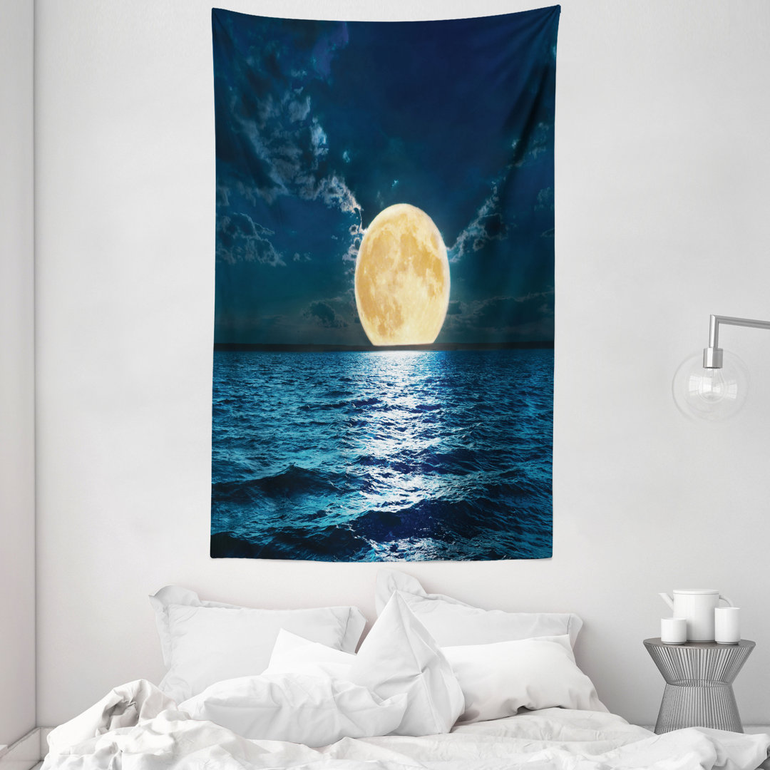 Wandteppich, Magic Super Moon Design, Gelb-Marine