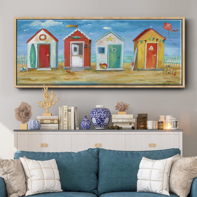 Bright Beach Huts - Toile encadrée