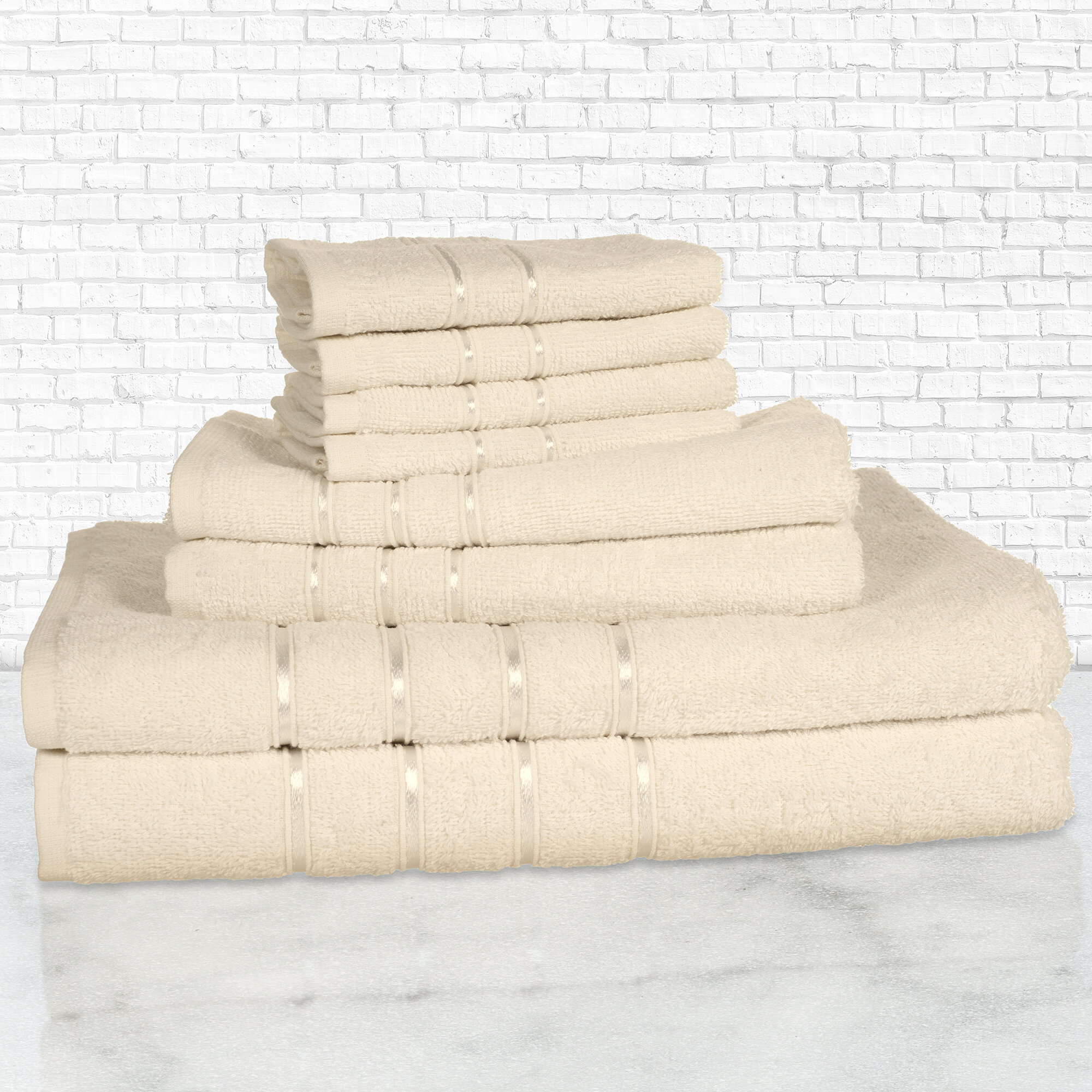 6 Piece 100% Cotton Towel Set Plymouth Home Taupe 27.5 W