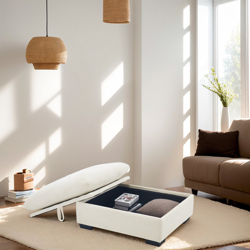 Upholstered Ottoman, Beige