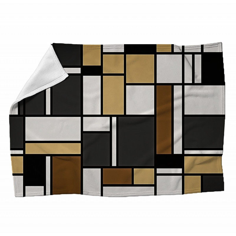 Machine Printed Throw Blanket, 80" L x 60" W, Plaid, Black/Brown