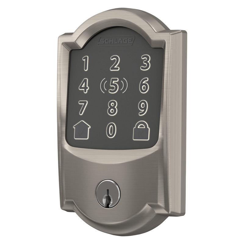 Encode Plus Smart Wifi Deadbolt With Camelot Trim, Satin Nickel
