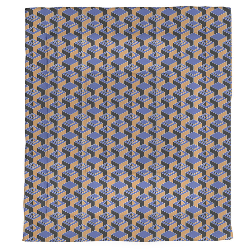 Édredon simple réversible en microfibre à motif de gratte-ciels à deux couleurs, Édredon simple TG, Bleu / chevron orange