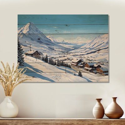 Alpine Mountains Solitude Winter Glow II - Montagnes d'hiver sur bois