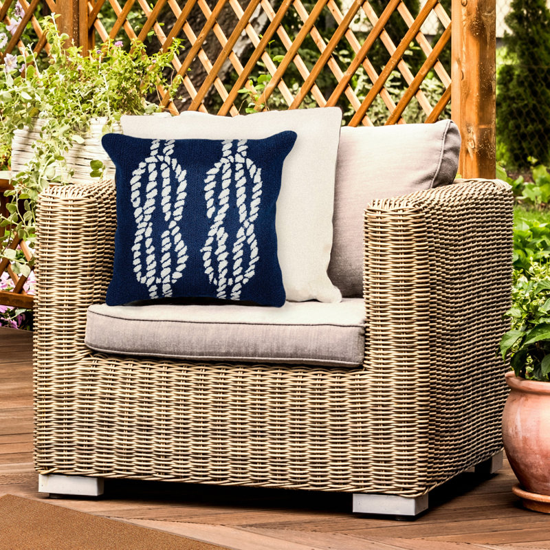  Ropes Outdoor Square Pillow Cover & Insert, Blue