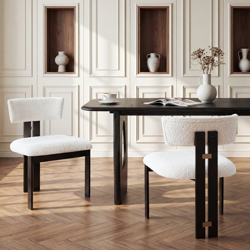 Modern Dining Chairs With Upholstered Cushion And Metal Frame (Set Of 2), Armless