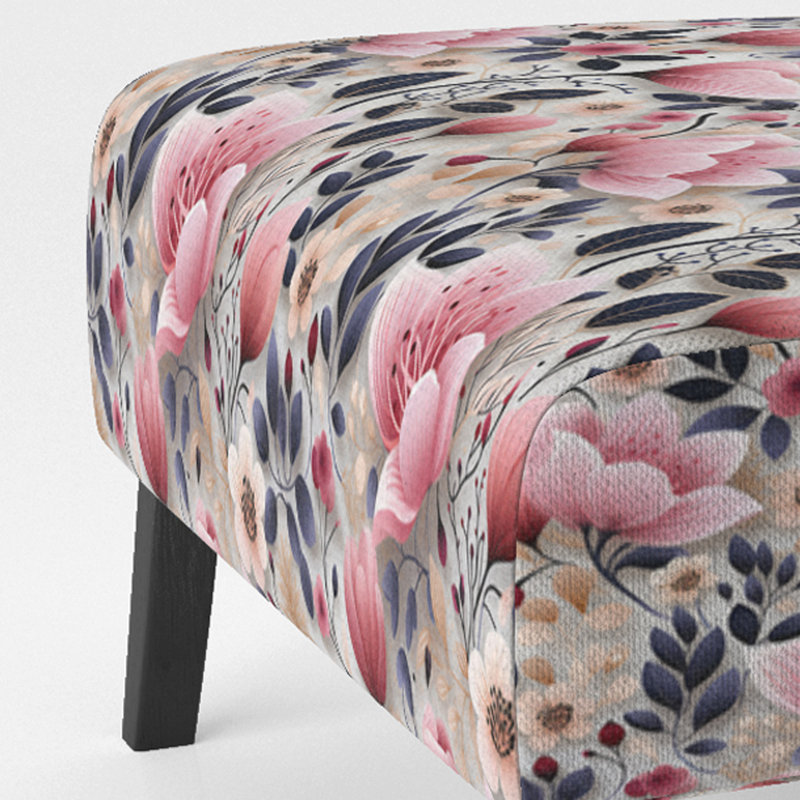 Fauteuil de chambre rembourré rose romantique à motif floral I - rembourré Cottage