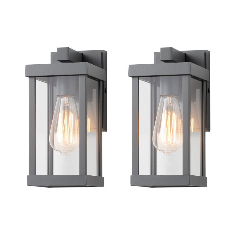 Olar Classic Outdoor Wall Sconce 1 Light Rectangular Metal Frame and Glass Shade Warterproof, 11.1" H x 4.92" W x 6.14" D
