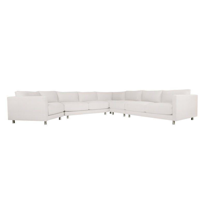 Avanni Patio Sectional with Sunbrella Cushions, Silver, White Sunbrella 6063-000