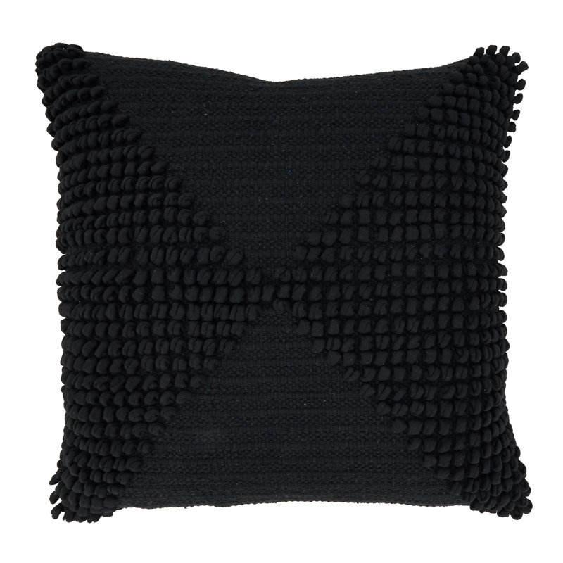 Coussin en coton Zandra Collection, Noir, Duvet, H 20 po x l 20 po