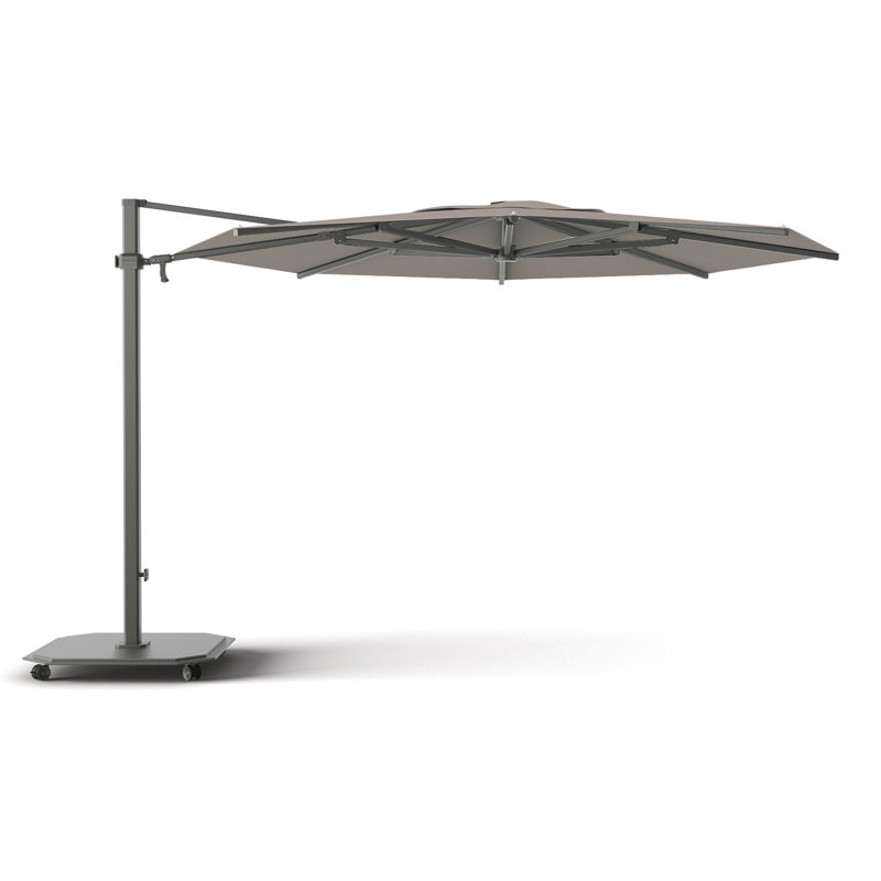 192'' W Sunbrella® Cantilever Umbrella, Natté Carbon Beige, Charcoal, Silver Anodized