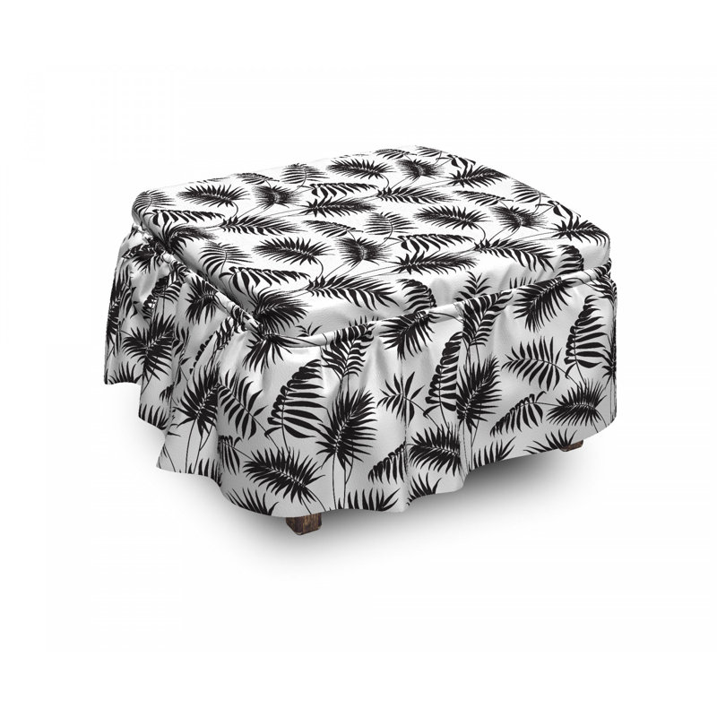 Housse pour repose-pieds en feuilles d’art monochrome
