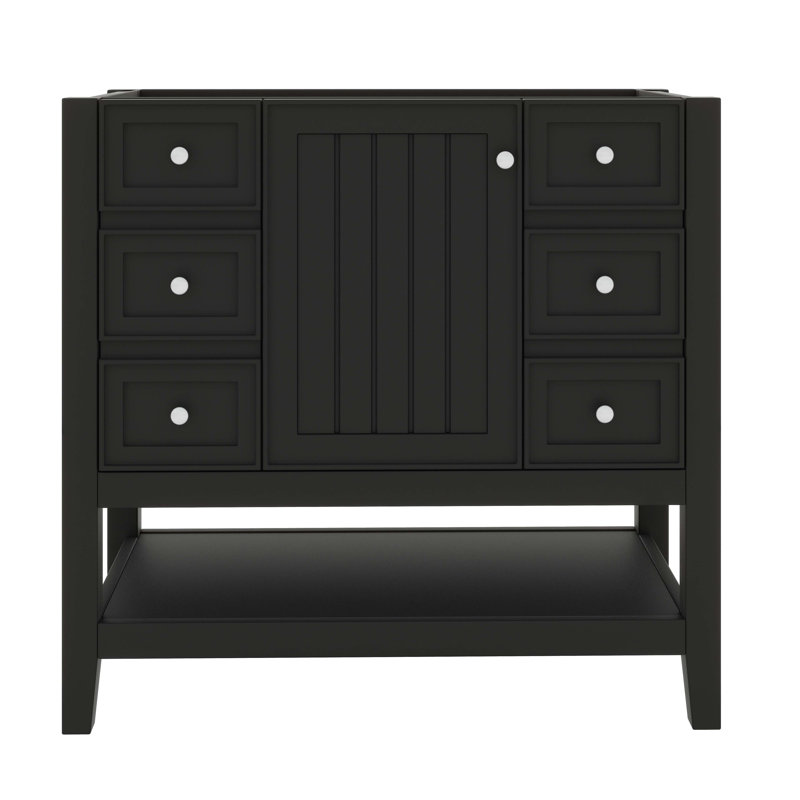 Meuble-lavabo de 36 po sans lavabo, armoire de salle de bain autoportante en bois avec une armoire et trois tiroirs pour la salle de bain