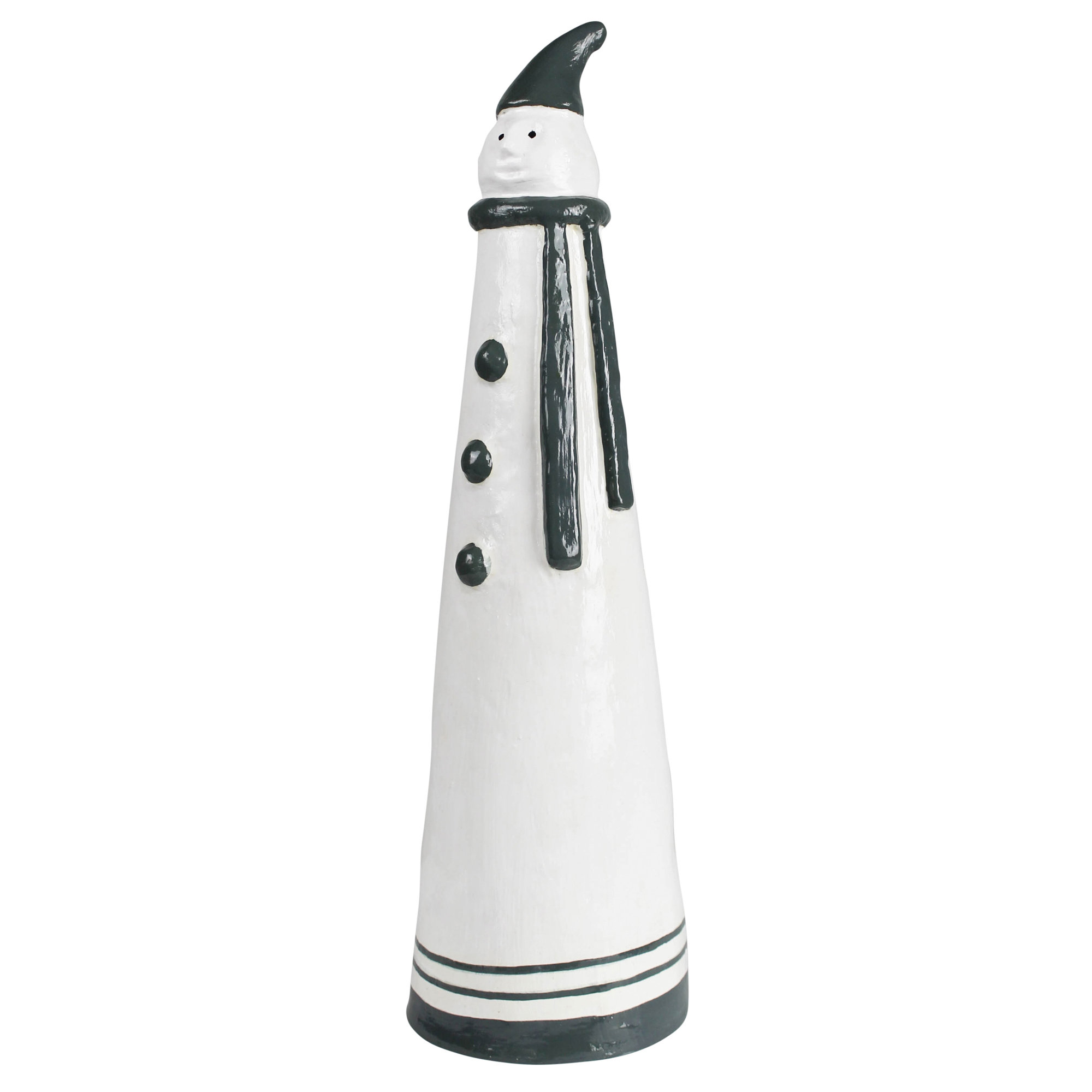 Snowman Paper Mache, Grey - Lrg, White/Gray, 17.5" H x 4.75" W x 4.75" D