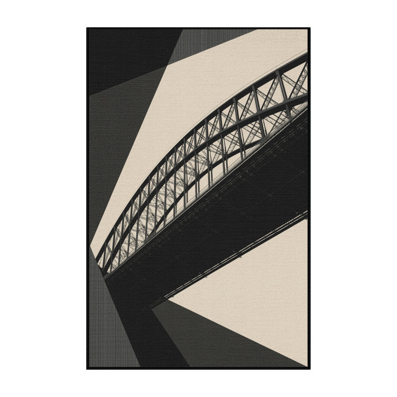 Tapis géométrique beige lavable à la machine Owan Sydney Harbor Bridge, 4 x 6