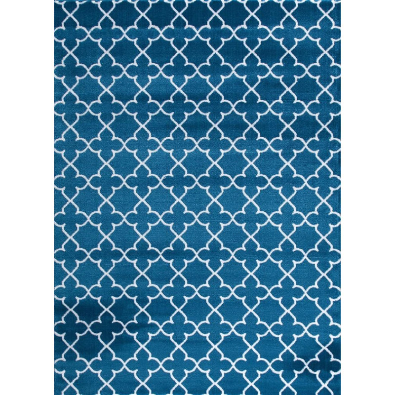 Tapis intérieur / extérieur turquoise Alanson, Rectangle 2 pi x 3 pi