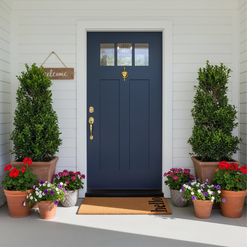 Arnitha Non-Slip Outdoor Doormat, Rectangle 1'4" x 2'4", Natural/Black