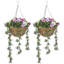 Set of 2 artificial silk azalea flowers with basket