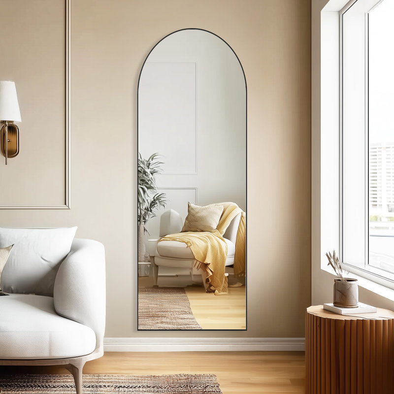  Miroirs muraux surdimensionnés en métal surdimensionnés avec support, Noir, 64 po x 21 po
