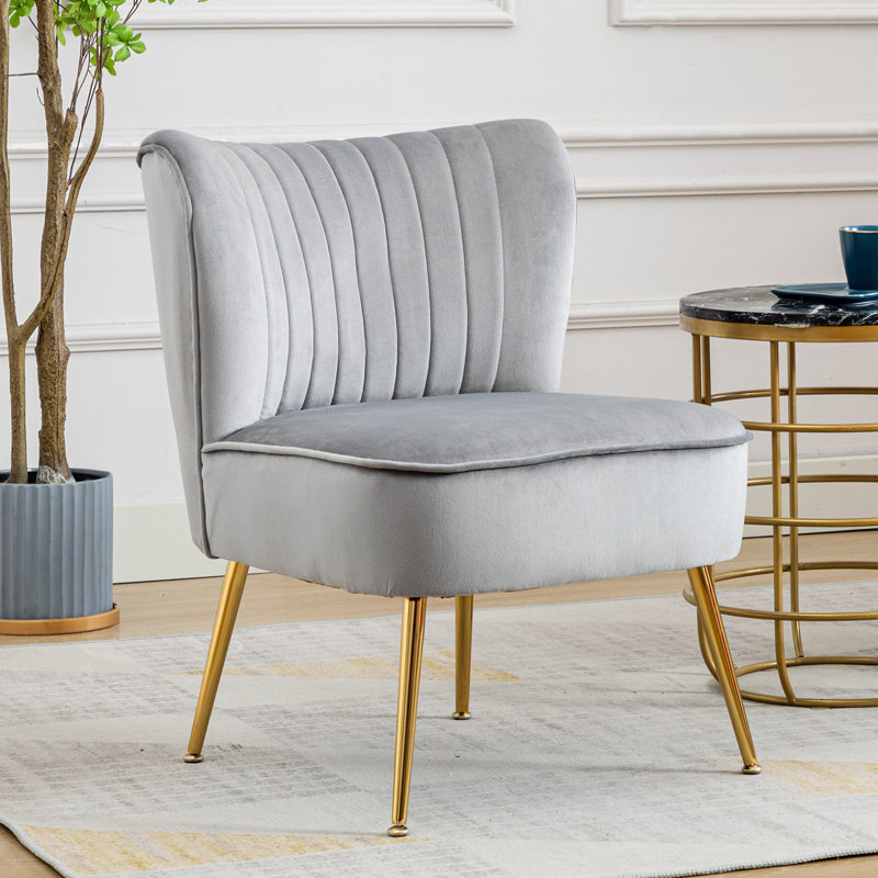 Allyna Velvet Accent Chair, Grey