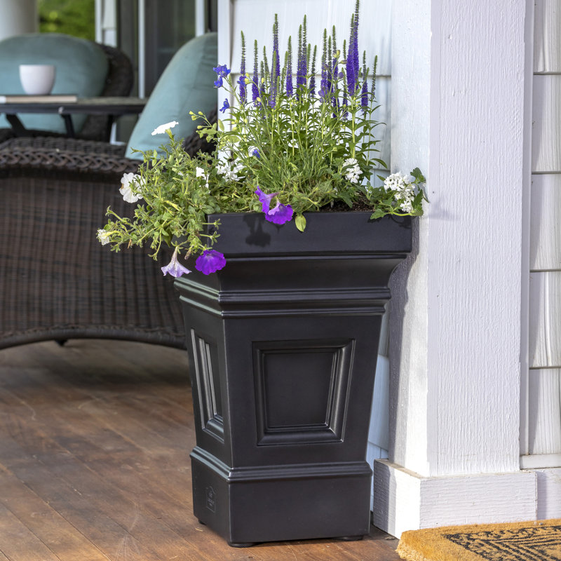 Atherton Onyx Black Self-Watering Square Planter Box, 2-Pack