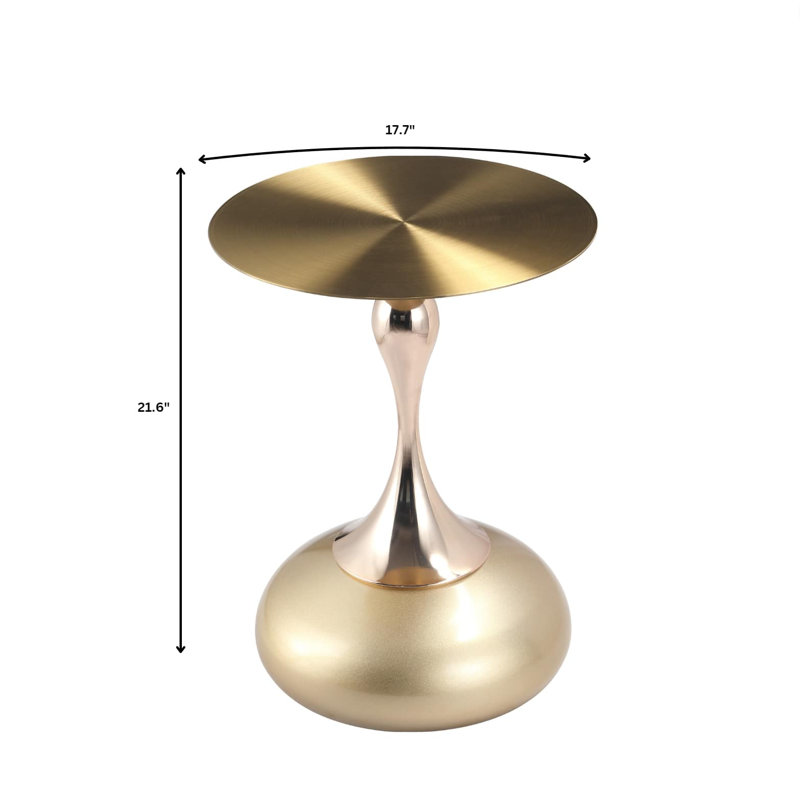 Table d'appoint en acier inoxydable Kalup, Ivoire / doré mat