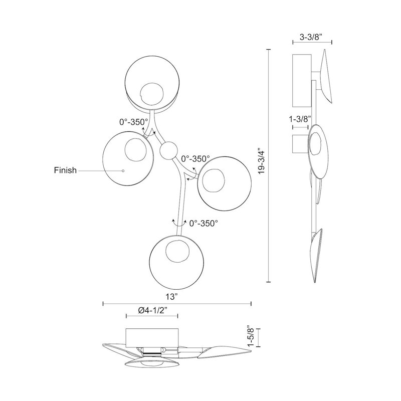 Rotaire 4 - Light LED Wallchiere