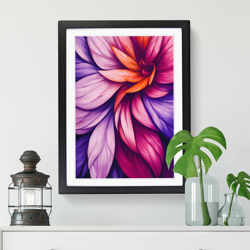 Floral Acrylic Painting Vol.2 - Single Picture Frame Print, Black, 64cm H x 46cm W x 2cm D