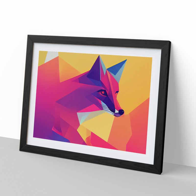 XH1022-7277X Radiant Abstract Fox - Single Picture Frame Print, 25cm H x 34cm W x 2cm D, Black Framed