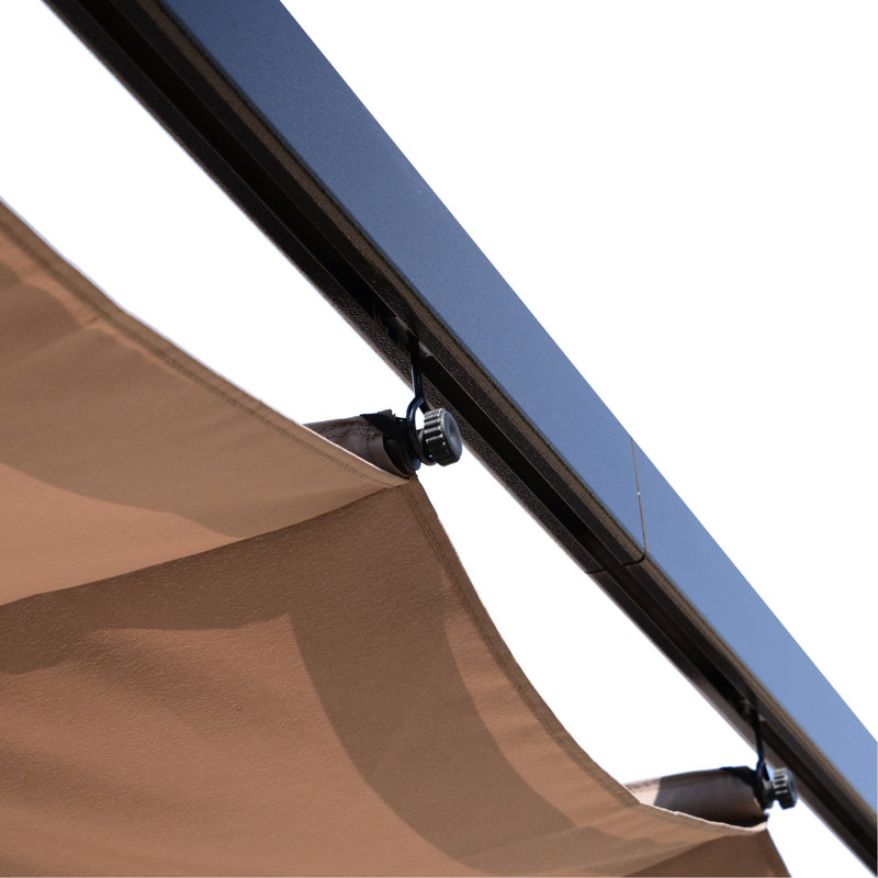 10' X 13' Outdoor Pergola Canopy Brown - Aluminum Patio Gazebo For Backyard Use Adjustable Shade, Construction, & Water Retractable In Brown. Aluminum, Strong Build, Weather , Construction