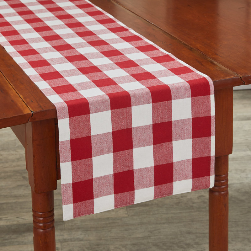 Amair Rectangular Plaid Table Runner, Red, 54" x 13"
