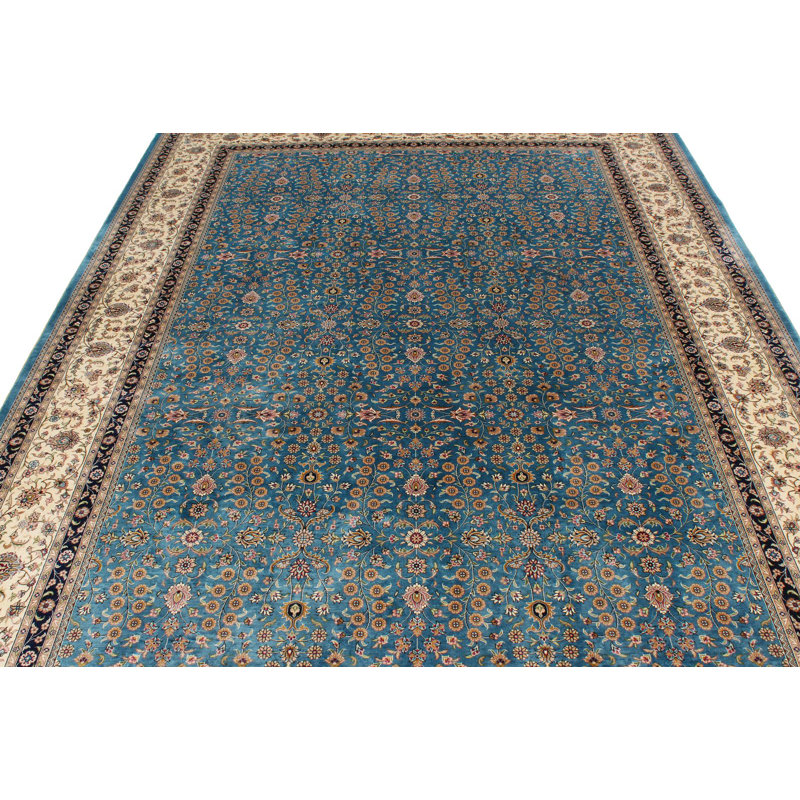 7x10 Blue and Ivory Turkish Rug