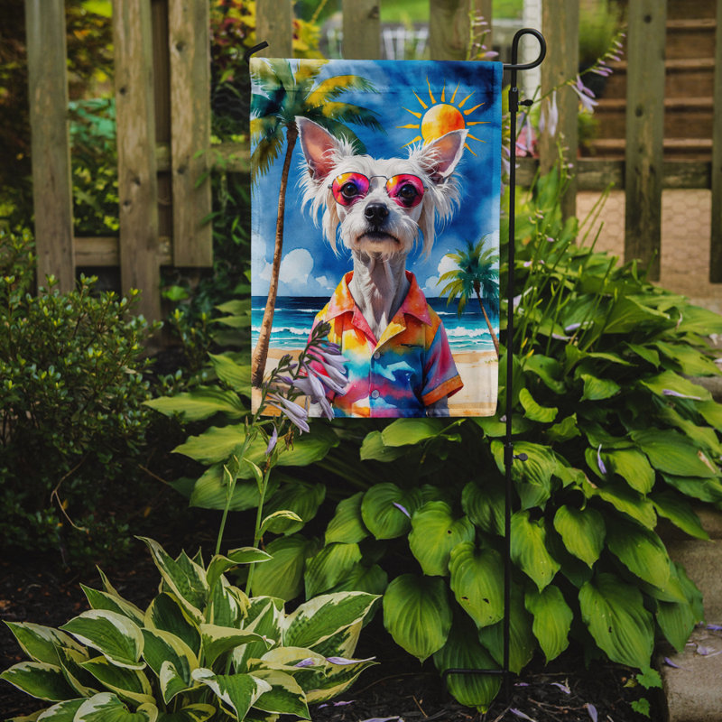 Bouvier bernois avec drapeau de jardin, Chien chinois à crête