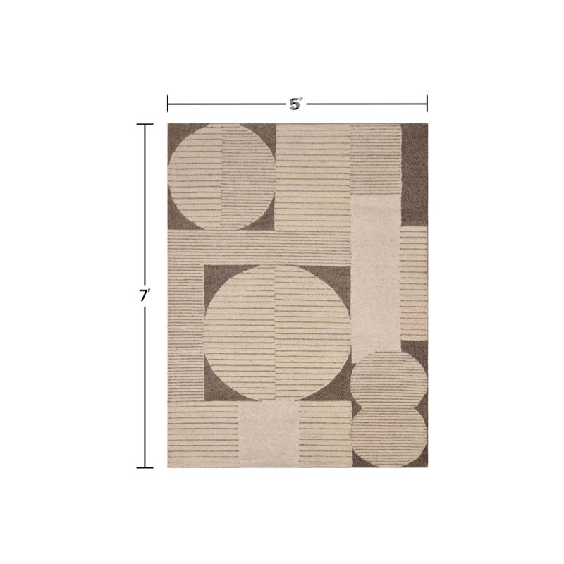 (5' x 7' ft) Hand Tufted Wool Carpet with Latex Back, Anti-Skid Carpet, Rectangle 5' x 7'