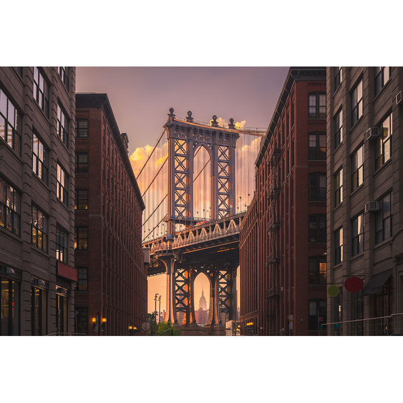 Manhattan Bridge From Brooklyn Street - Print on Plastic / Acrylic, 80cm H x 120cm W x 10cm D, Unframed