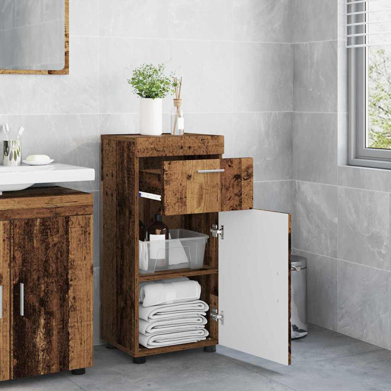  Bathroom Cabinet 37 X 31.5 X 82 Cm Engineered Wood, Old Wood
