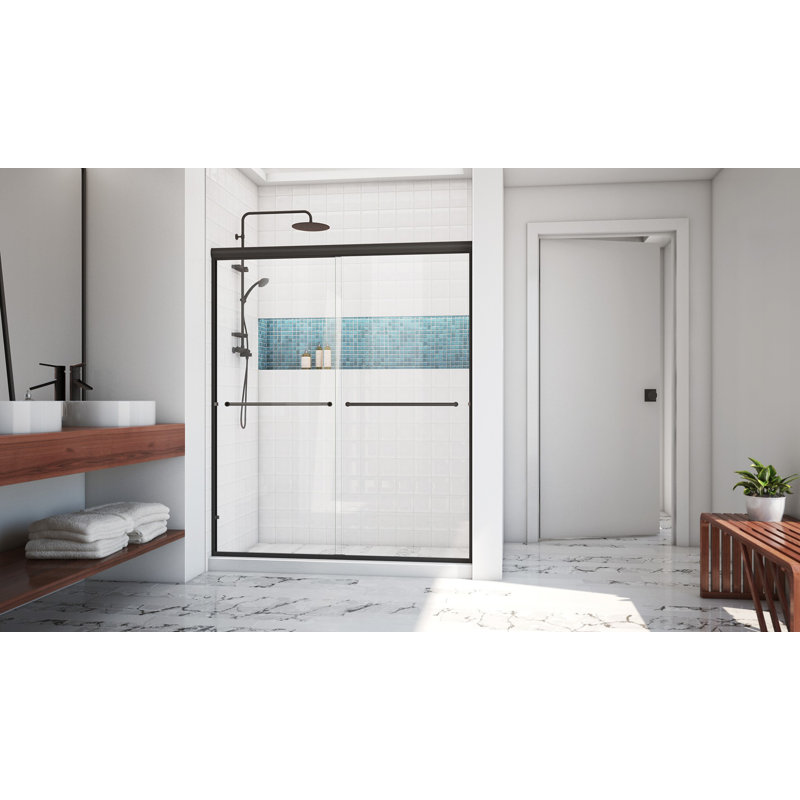 Ese 68" W x 70" H Bypass Semi-Frameless Shower Door, Anodized Oil Rubbed Bronze, 0.25"