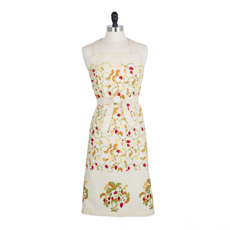 Fraises Des Bois Floral Cotton Bib Apron