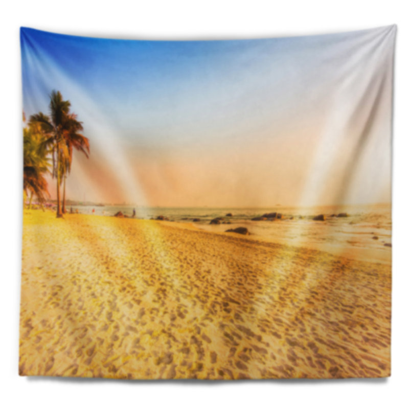 Tapisserie de cocotiers sur la plage, H 78 po x l 92 po