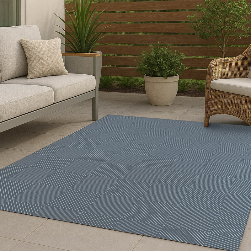 Eye Chev Non-Slip Outdoor Rug, Rectangle 4' x 6'