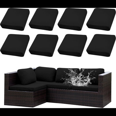8 pièces Housses de coussins de patio extensibles Housses de coussins d'extérieur imperméables