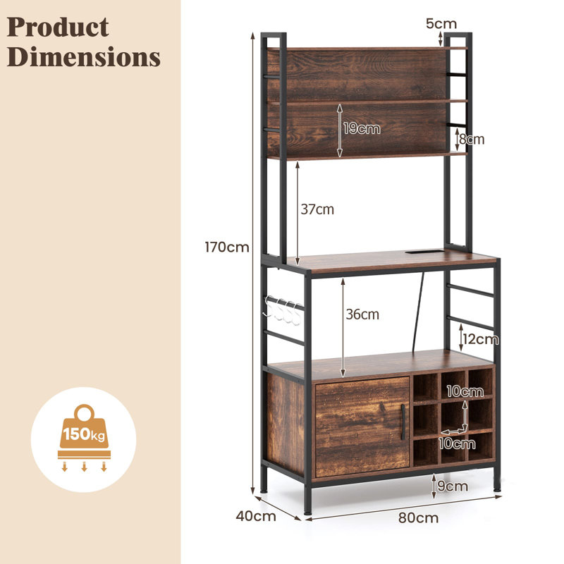 80cm Metal Standard Baker's Rack with Microwave Compatibility