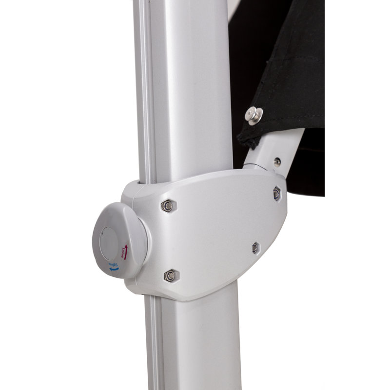 Pavone 11.5' Round Cantilever Umbrella (Handwheel), Double Stack Plate - Medium, Black